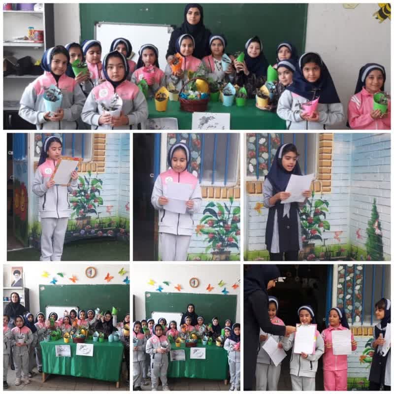 اهدای گلدان گل و جایزه به گل دختران باران علم به مناسبت تولد حضرت معصومه و روز دختر